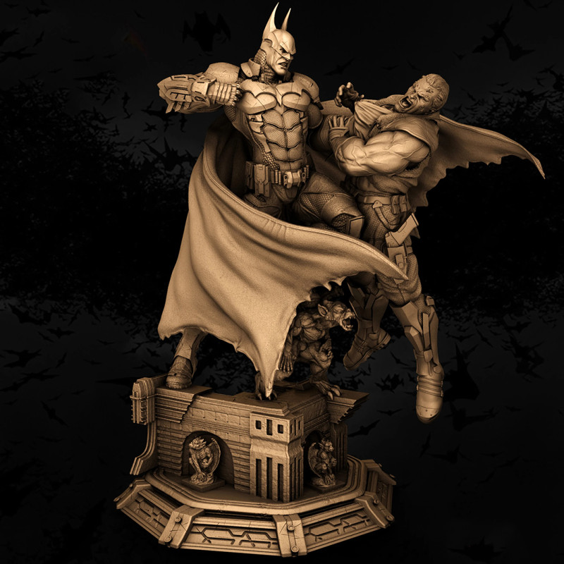 Batman Arkham Knight vs Villain Statue 430mm STL Ready to Print 3D-printmodel .c4d .max .obj .3ds .fbx .stl .blend 