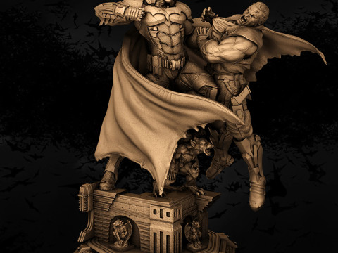 Batman Arkham Knight vs Villain Statue 430mm STL Ready to Print 3D 打印模型