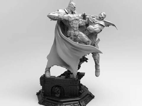 Batman Arkham Knight vs Villain Statue 430mm STL Ready to Print 3D-printmodel