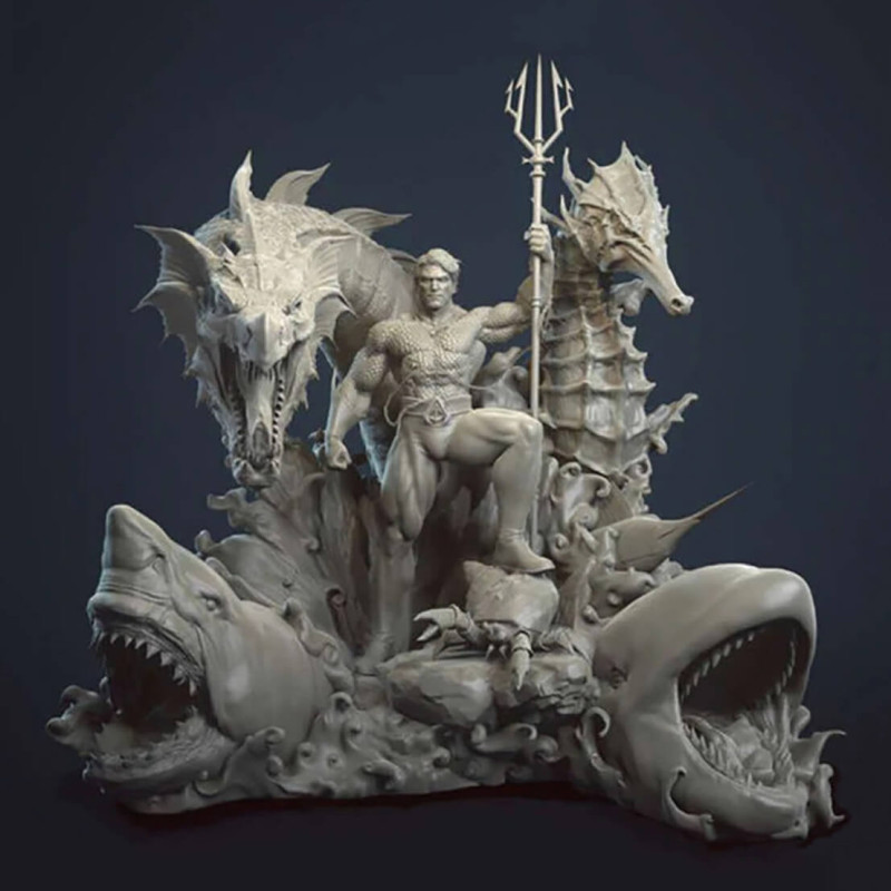 Aquaman on Throne Ready to Print 3D Print Model .c4d .max .obj .3ds .fbx .stl .blend 