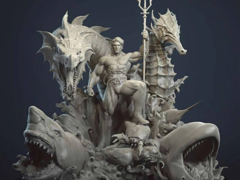 Aquaman on Throne Ready to Print 3D 打印模型