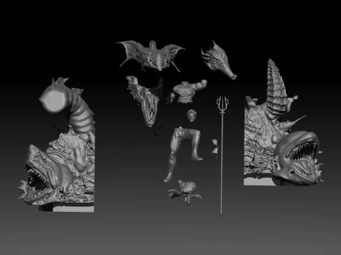 Aquaman on Throne Ready to Print 3D Print Model