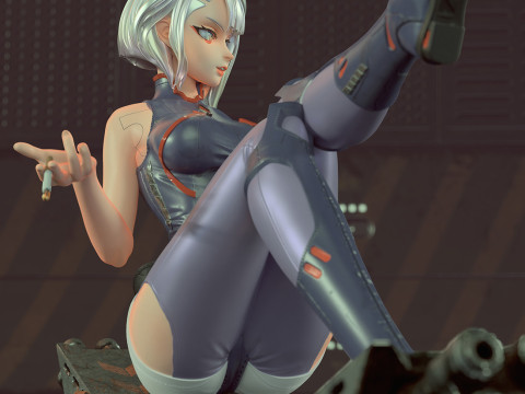 Cyberpunk Edgerunner Lucy Figure STL Ready to Print Modèles 3D en vedette