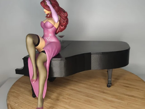 Miss Fortune on Piano Figure STL Ready to Print Modèles 3D en vedette