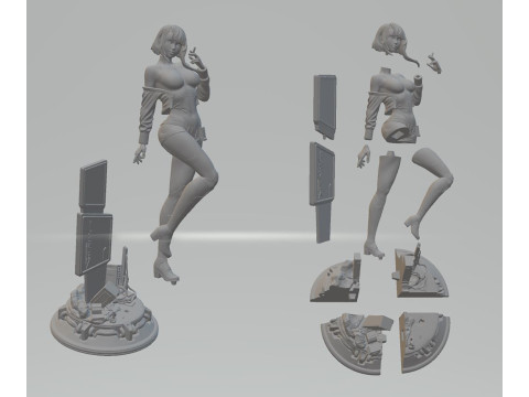 Sexy Lucy CyberPunk Edge Runners Figure STL Ready to Print 3D-Druckmodell