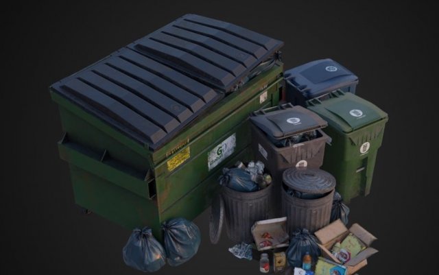 Urban trash 3D Model .c4d .max .obj .3ds .fbx .stl .blend 