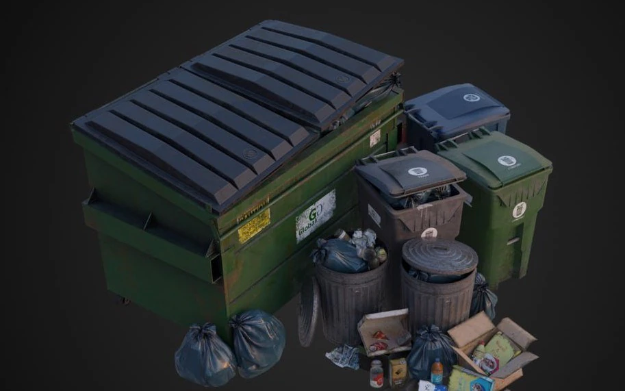 Urban trash 3D Model .c4d .max .obj .3ds .fbx .stl .blend 