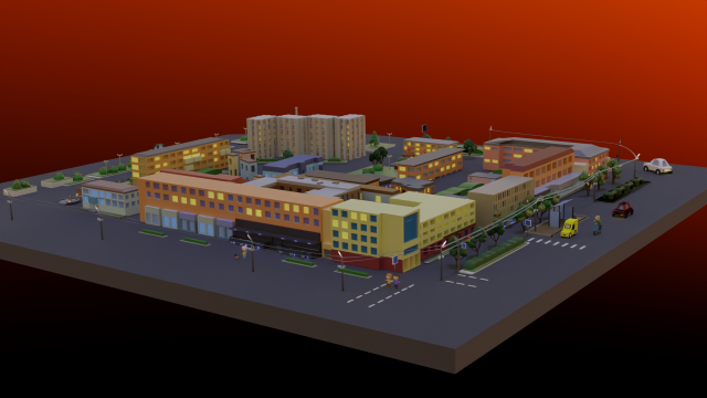 City block 3D Модель .c4d .max .obj .3ds .fbx .stl .blend 