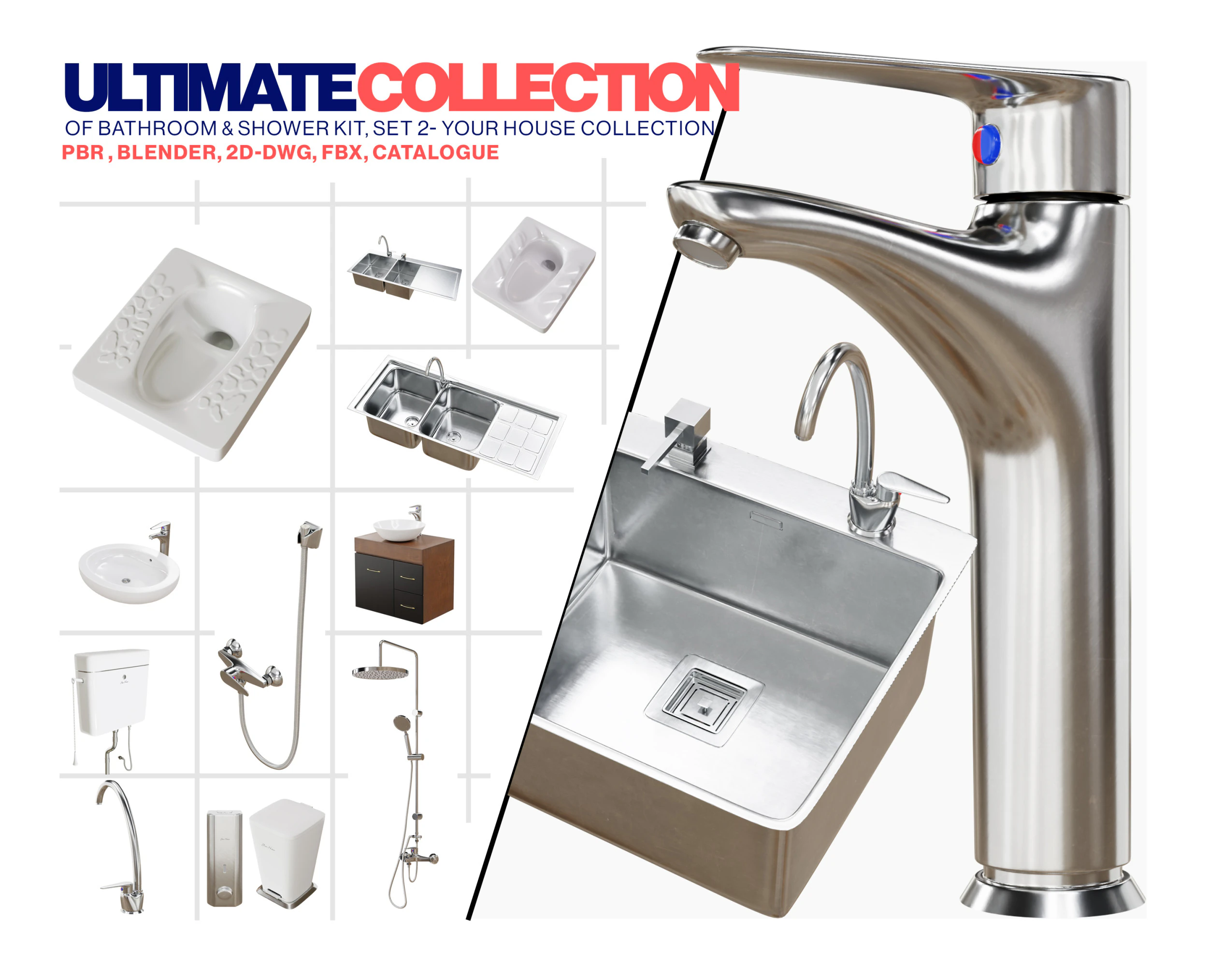 Your House Bathroom Collection 3D Model .c4d .max .obj .3ds .fbx .stl .blend