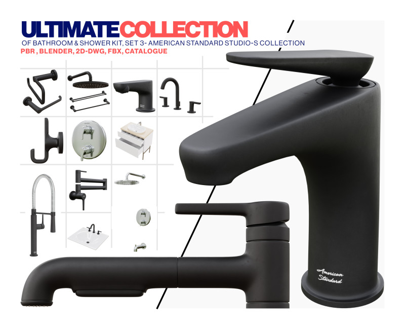 American Standard Studio-s Bathroom Collection Model 3D .c4d .max .obj .3ds .fbx .stl .blend 