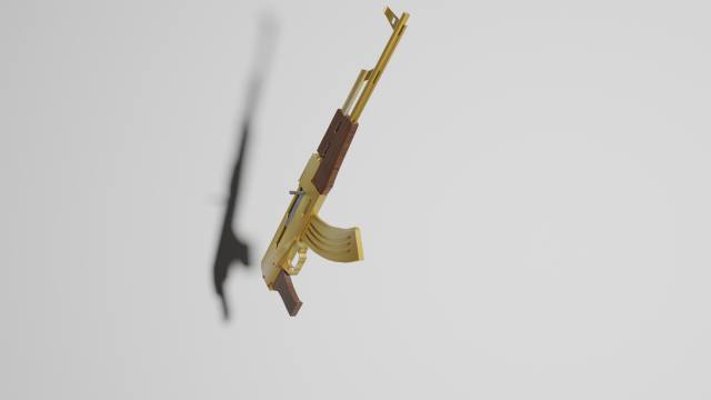Aks 47u gold 3D Model .c4d .max .obj .3ds .fbx .stl .blend
