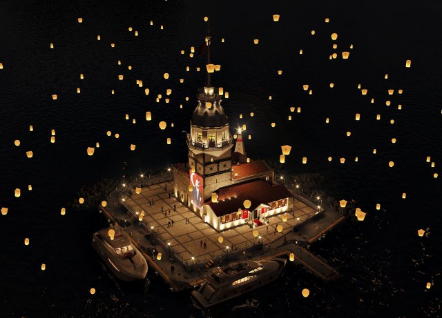 The Maidens Tower in Istanbul Modello 3D .c4d .max .obj .3ds .fbx .stl .blend 