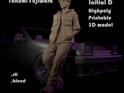 Cetak anime Takumi Fujiwara Initial D Model Cetak 3D