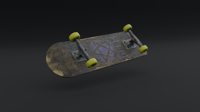Ruined skateboard from 2000 3D Model .c4d .max .obj .3ds .fbx .stl .blend 
