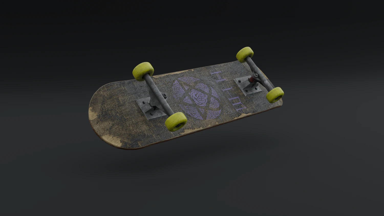 Ruined skateboard from 2000 3D Model .c4d .max .obj .3ds .fbx .stl .blend