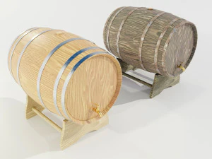 Wooden Barrels 3D Model