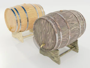 Wooden Barrels 3D Model