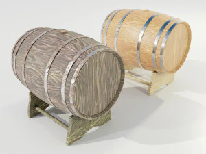 Wooden Barrels 3D Model