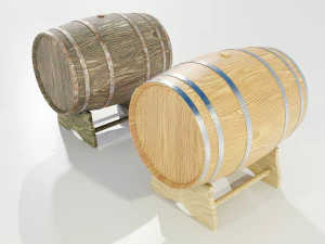 Wooden Barrels 3D Model