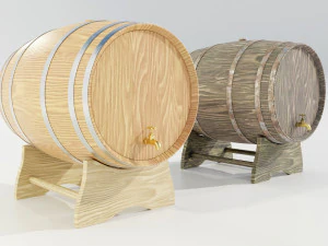 Wooden Barrels 3D Model