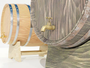 Wooden Barrels 3D Model