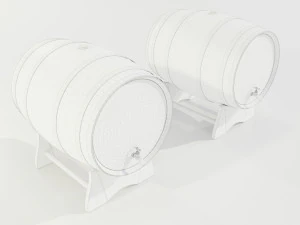 Wooden Barrels 3D Model