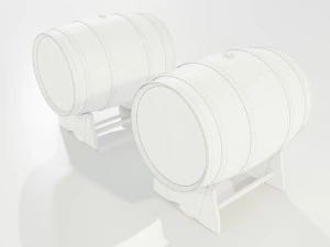 Wooden Barrels 3D Model