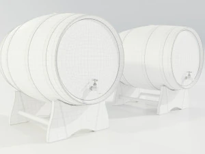 Wooden Barrels 3D Model