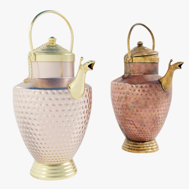 Italian Copper Pitcher 3D Model .c4d .max .obj .3ds .fbx .stl .blend 