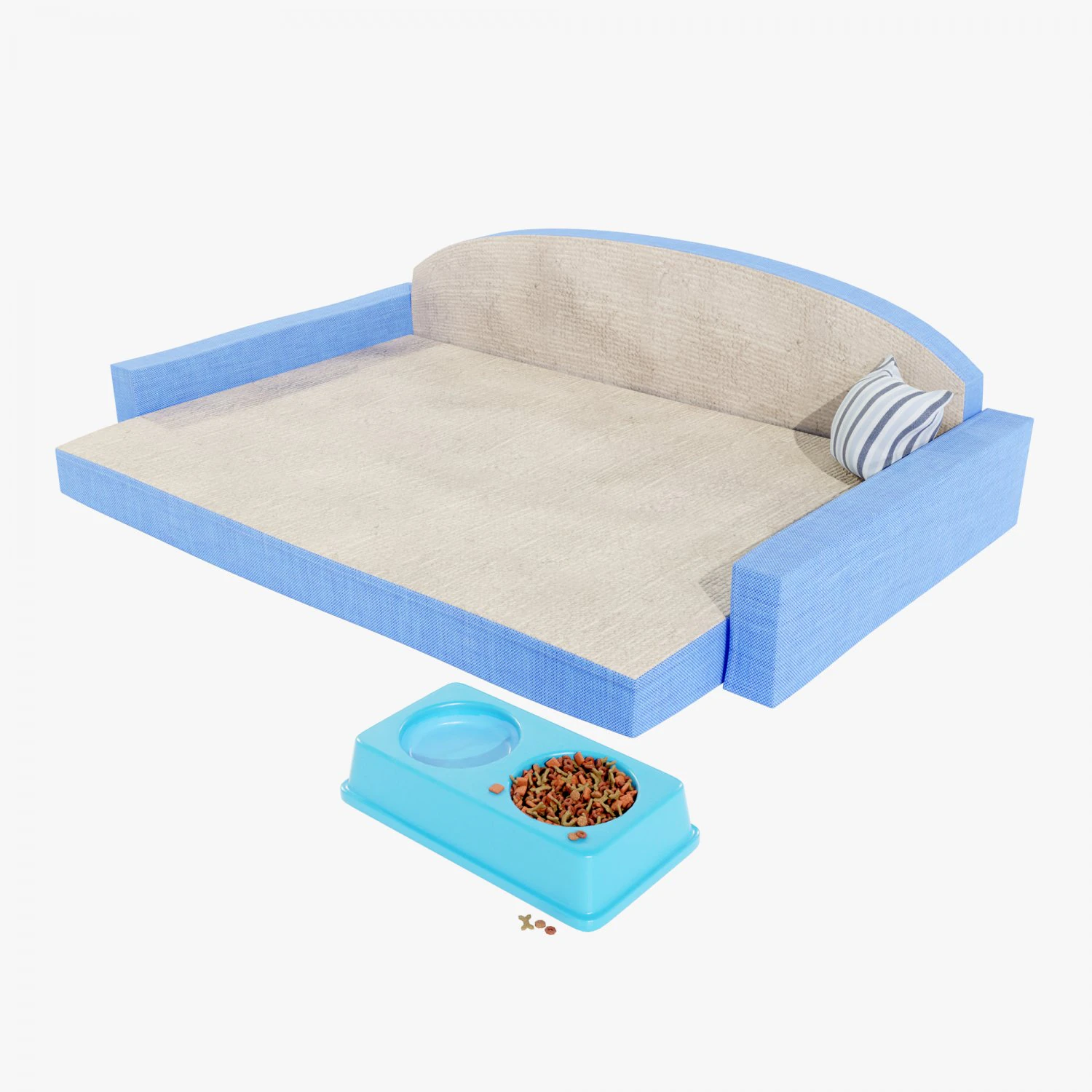 Pet Bed and Bowl 3D Model .c4d .max .obj .3ds .fbx .stl .blend 