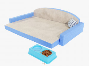 Pet Bed and Bowl 3D Model