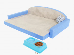 Cuccia e ciotola per animali domestici Modello 3D