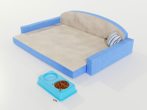 Pet Bed and Bowl 3D Model