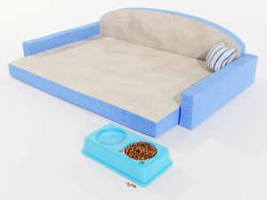 Pet Bed and Bowl 3D Model