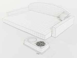 Pet Bed and Bowl 3D Model
