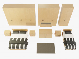Bedroom Complete Furniture Set 3D Model