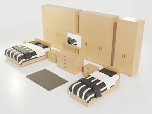 Conjunto completo de m&oacute;veis para quarto Modelo 3D