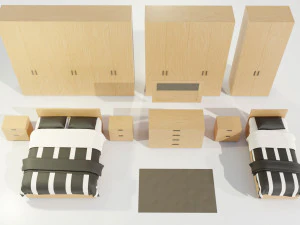 Conjunto completo de m&oacute;veis para quarto Modelo 3D