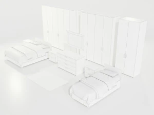 Conjunto completo de m&oacute;veis para quarto Modelo 3D