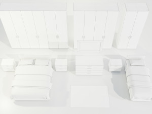 Bedroom Complete Furniture Set Modelo 3D