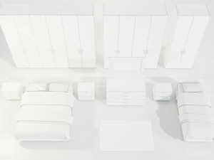 Conjunto completo de m&oacute;veis para quarto Modelo 3D