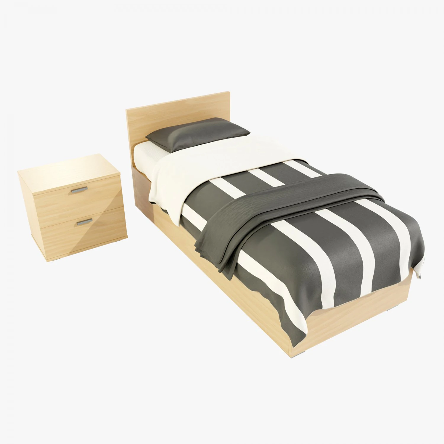 Single Bed 3D Model .c4d .max .obj .3ds .fbx .stl .blend 