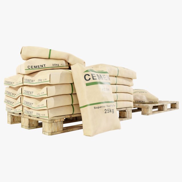 Pallet with Cement Bags 3Dモデル .c4d .max .obj .3ds .fbx .stl .blend 