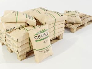 Pallet with Cement Bags 3Dモデル