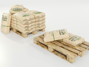 Pallet with Cement Bags 3Dモデル