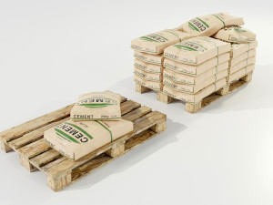 Pallet with Cement Bags 3Dモデル