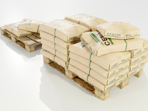 Pallet with Cement Bags 3Dモデル