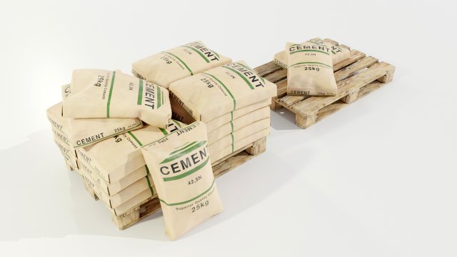 Pallet with Cement Bags Modello 3D in Altro 3DExport