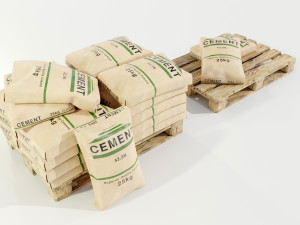Pallet with Cement Bags 3Dモデル