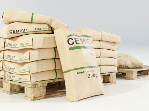 Pallet with Cement Bags 3Dモデル